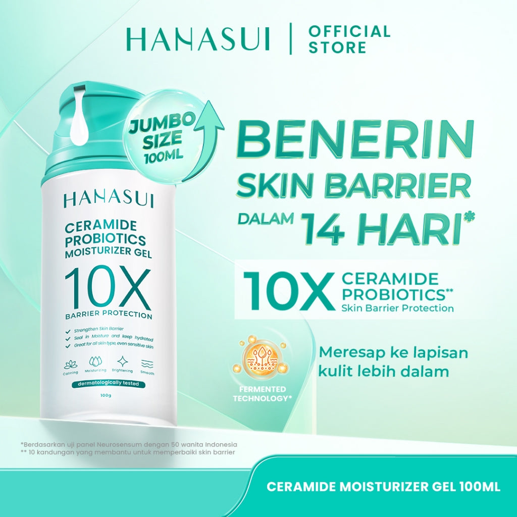 【BIG SIZE】Hanasui Ceramide Probiotics Moisturizer Gel 100ml - Pelembab Ringan Lembap Perbaiki Skin Barrier dan Mencerahkan