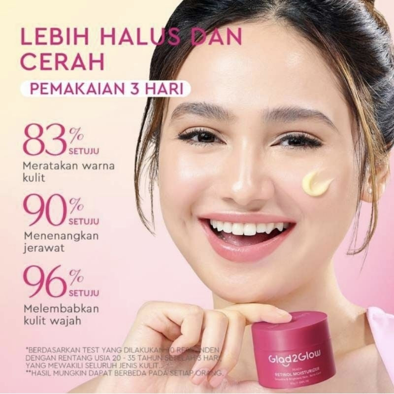 Glad2Glow Moisturizer Wajah Retinol Peach 30 g