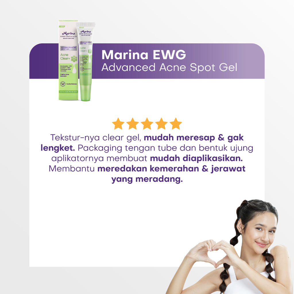Marina Expert White & Glow Advanced Acne Spot Gel - Acne Clear+ 15ml - Exp Date : 03.2026