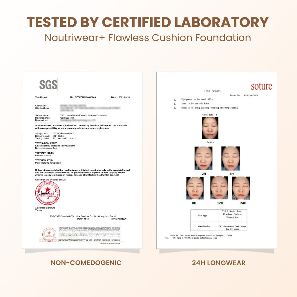 YOU Noutriwear+ Flawless Cushion Foundation Nourishing Poreless Perfect Coverage Tahan Lama 16 Jam | Cushion Long Lasting | Cushion