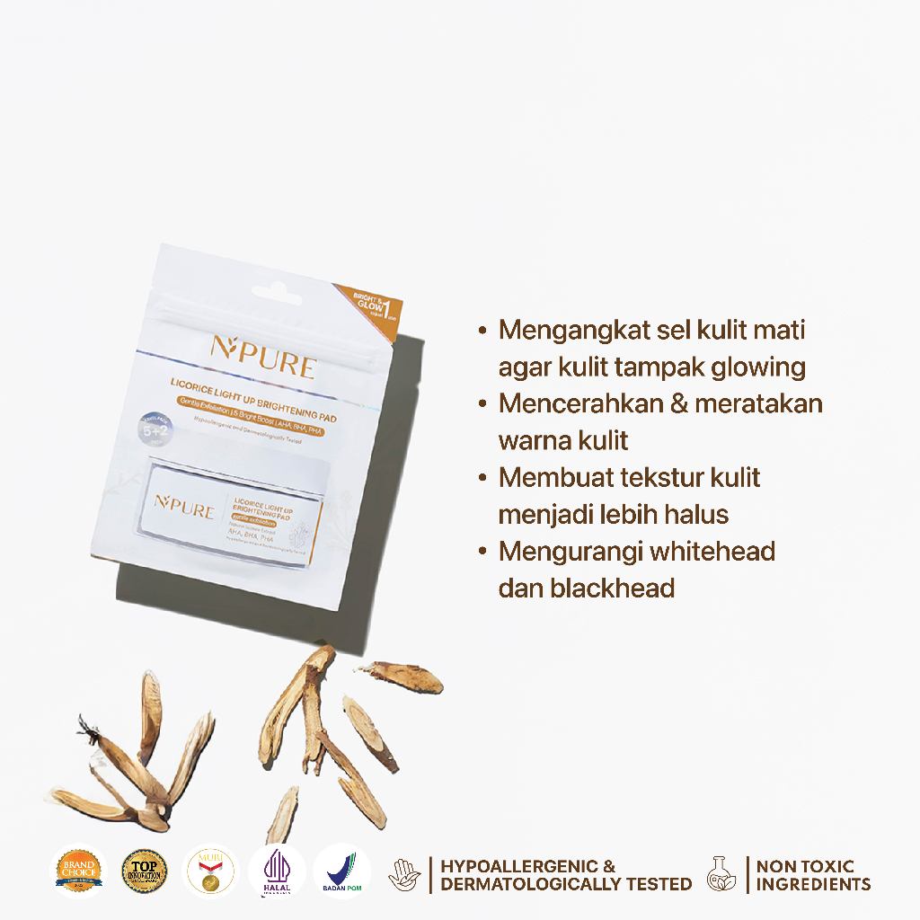 NPURE Acne Clear Pad Cica Sachet / Licorice Light Up Brightening Pads ZipLock