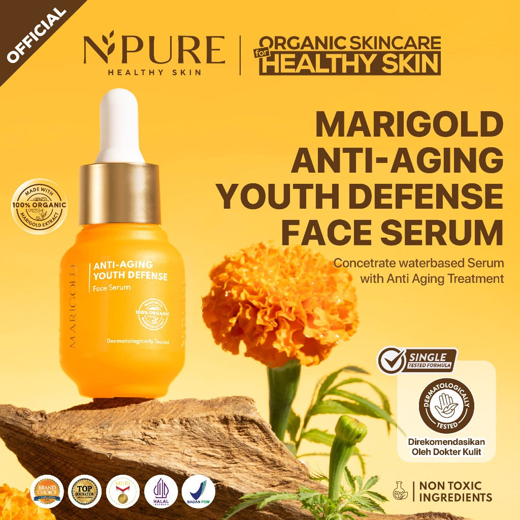 MARIGOLD SERUM - NPURE Marigold anti-Aging Youth Defense Face Serum / Anti Aging Serum / Serum Wajah Anti Aging Flek Hitam