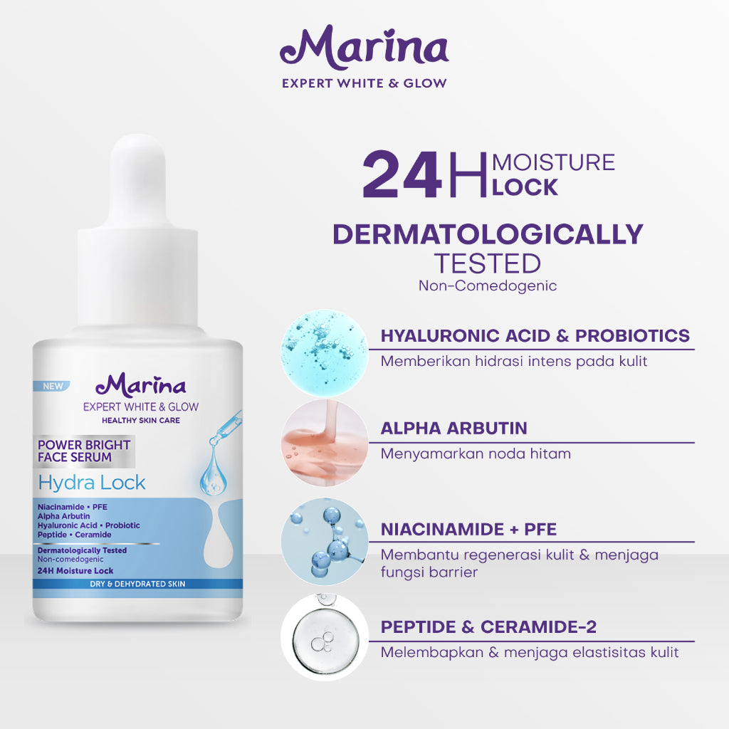Marina Expert White & Glow Power Bright Face Serum – Hydra Lock - Exp : 02.2026