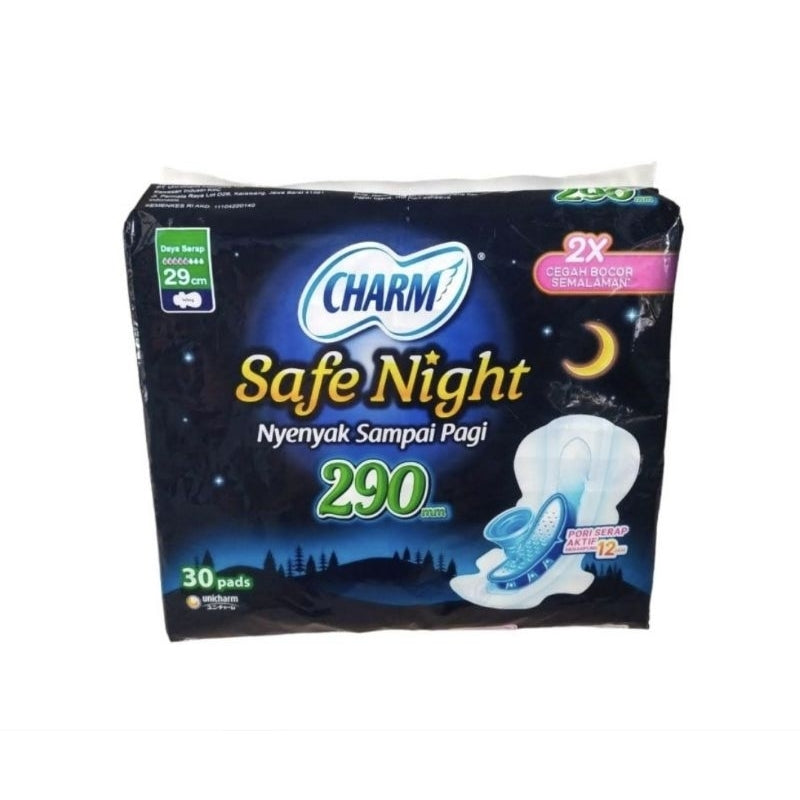 Charm Safe Night Pembalut Wanita Wing Malam 29 cm 30 pcs
