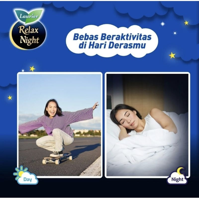 Laurier Relax Night Pembalut Wanita Wing Malam 30 cm 24 pcs