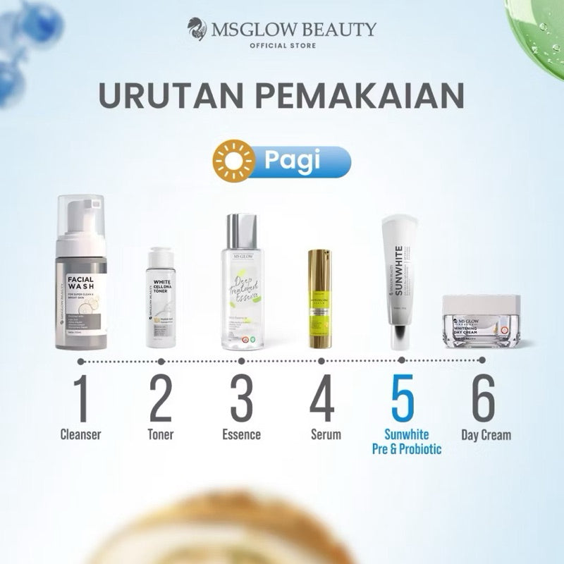MS GLOW SUN WHITE PRE & PROBIOTIC SUN SCREEN SPF50