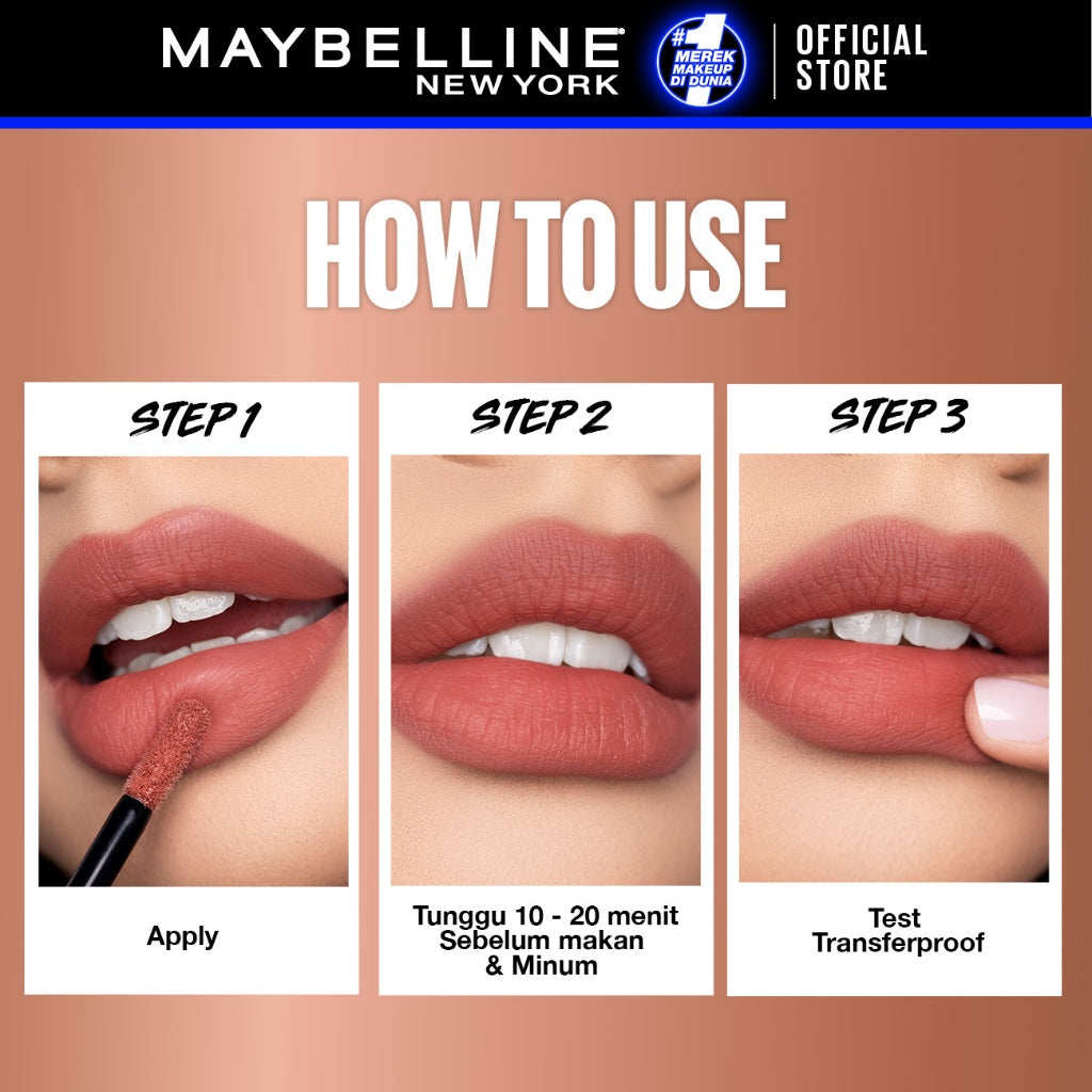 MAYBELLINE OFFICIAL Superstay Teddy Tint 5 mL - Teddy Soft Matte Tahan 12 Jam Lipstick Lipcream Lipstik Perfect Lip Tint
