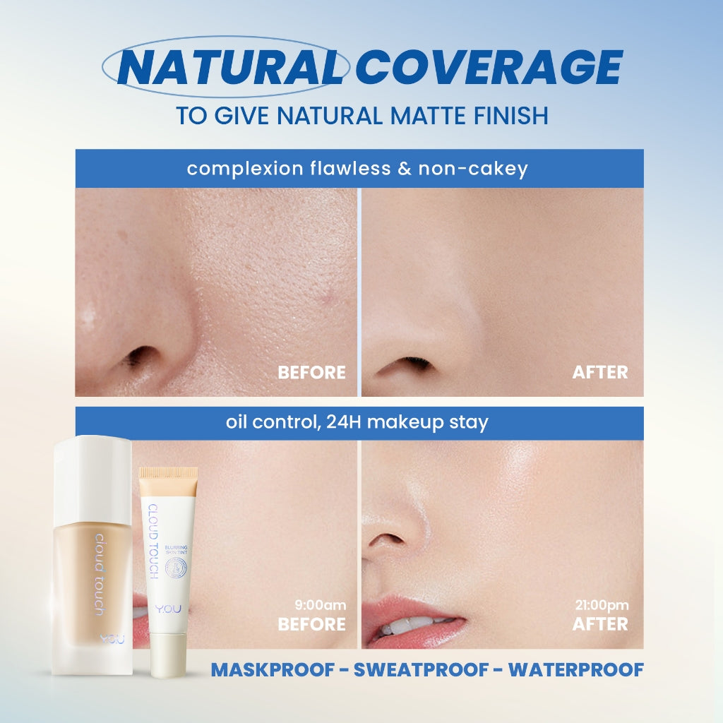 Travel Size YOU Cloud Touch Blurring Skin Tint 10 ml | Liquid Foundation | Natural Matte Finish | Skin Tint Sunscreen | Makeup Travel Size