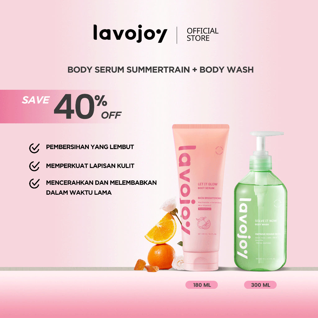 Lavojoy 2in1 Bundle Body Wash All Variants 300ml + Body Serum All Variants180ml | Sabun Mandi Cair Untuk Mencerahkan Dan Melembabkan Kulit | Body Serum Untuk Mencerahkan Dan Melembabkan Kulit