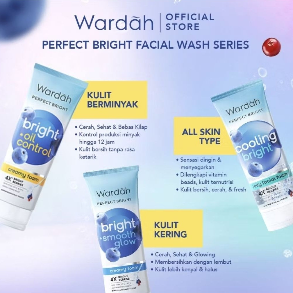 Wardah Perfect Bright Smooth Glow Pembersih Wajah Creamy Foam Berries 100 ml