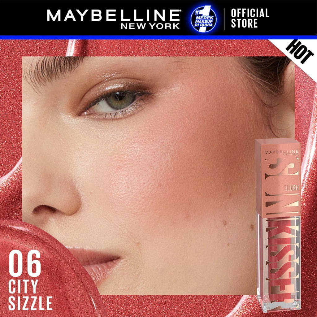 MAYBELLINE OFFICIAL Sunkisser Liquid Blush 5.4mL Instant Fresh Cheeks Glow Matte Cream Blush Liquid Blush Highlighter Blush On Cair Buildable Mudah Di Blend Pigmented Ringan Tahan Lama Tinted Serum