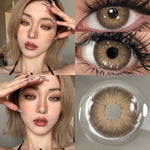 softlens minus: (0~-6.00) lensa kontak coklat muda super natural Yearly Use 14.2mm contact lenses