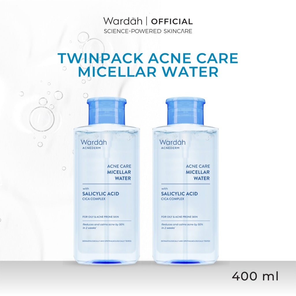 TWINPACK WARDAH Micellar Water 400 ml (Perfect Bright, Nature Daily, Lightening Oil, Acnederm) - Pembersih Make Up Waterproof - - Pembersih Wajah -  Skincare