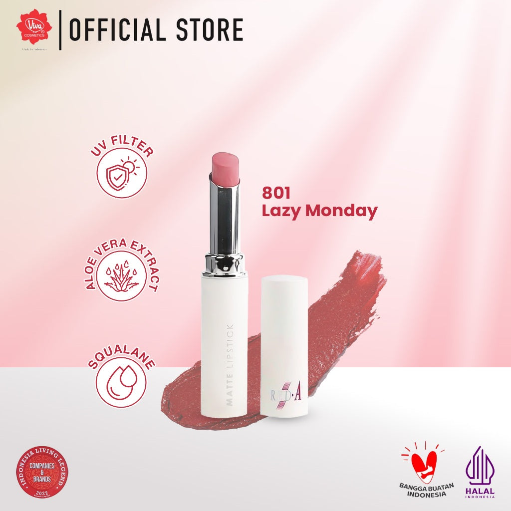 Red-A Matte Lipstick (with Vit E, UV FILTER & Aloe Vera Extract) - tersedia 6 warna: 801 - 806