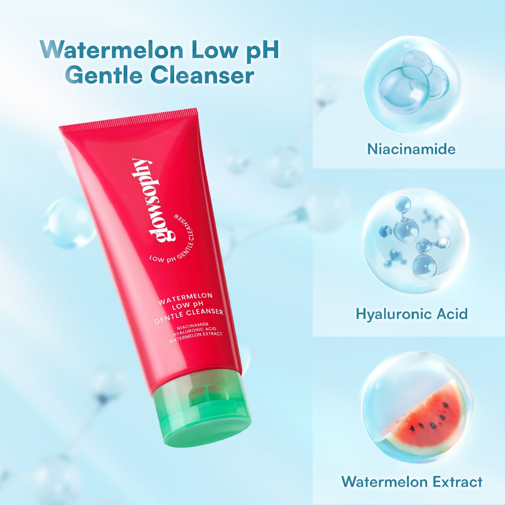 Glowsophy Watermelon Low pH Gentle Cleanser sabun cuci muka facial wash All Skin Type Friendly Facial Wash Normal Face Wash