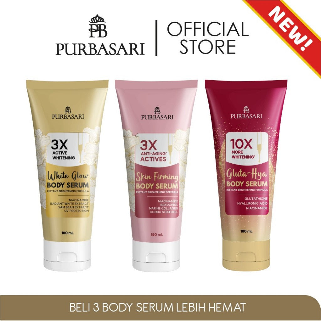 [3 PCS] Purbasari Body Serum 180ml MIX VARIAN- Cybright Whitening - Ceramide Barrier - Phyto Cell-C - White Glow - Skin Firming - Gluta Hya / Mencerahkan / Melembabkan / Hidrasi Lotion Pencerah Tubuh Hand