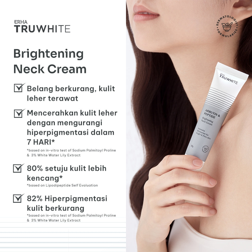 ERHA Truwhite Arbutin & Peptides Brightening Cream – Leher, Lipatan, Ketiak, Selangkangan 30g