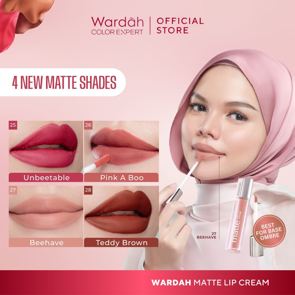 MOST LOVED! WARDAH Matte Lip Cream 4 g Warna Intense dan Tahan Lama Matte Finish Teksture Creamy Liptint Lip Stain Lipstik Lip Tint Lip Matte Lipstick Lipcream Glossy Longlasting Waterproof Tahan Lama Makeup Dark Lips Two Tone Lip Library