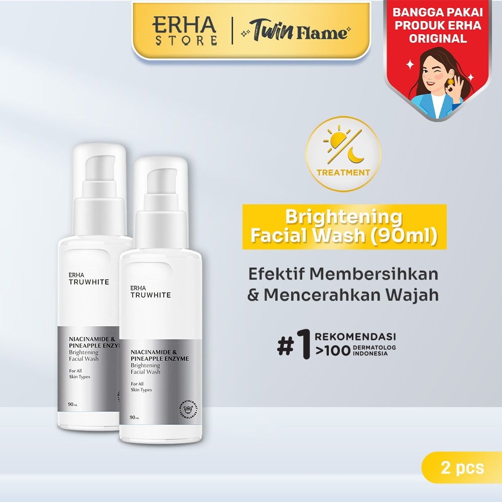 ERHA Twin Flame Truwhite Niacinamide & Pineapple Enzyme Brightening Facial Wash 90 ml - Sabun Pencerah Wajah