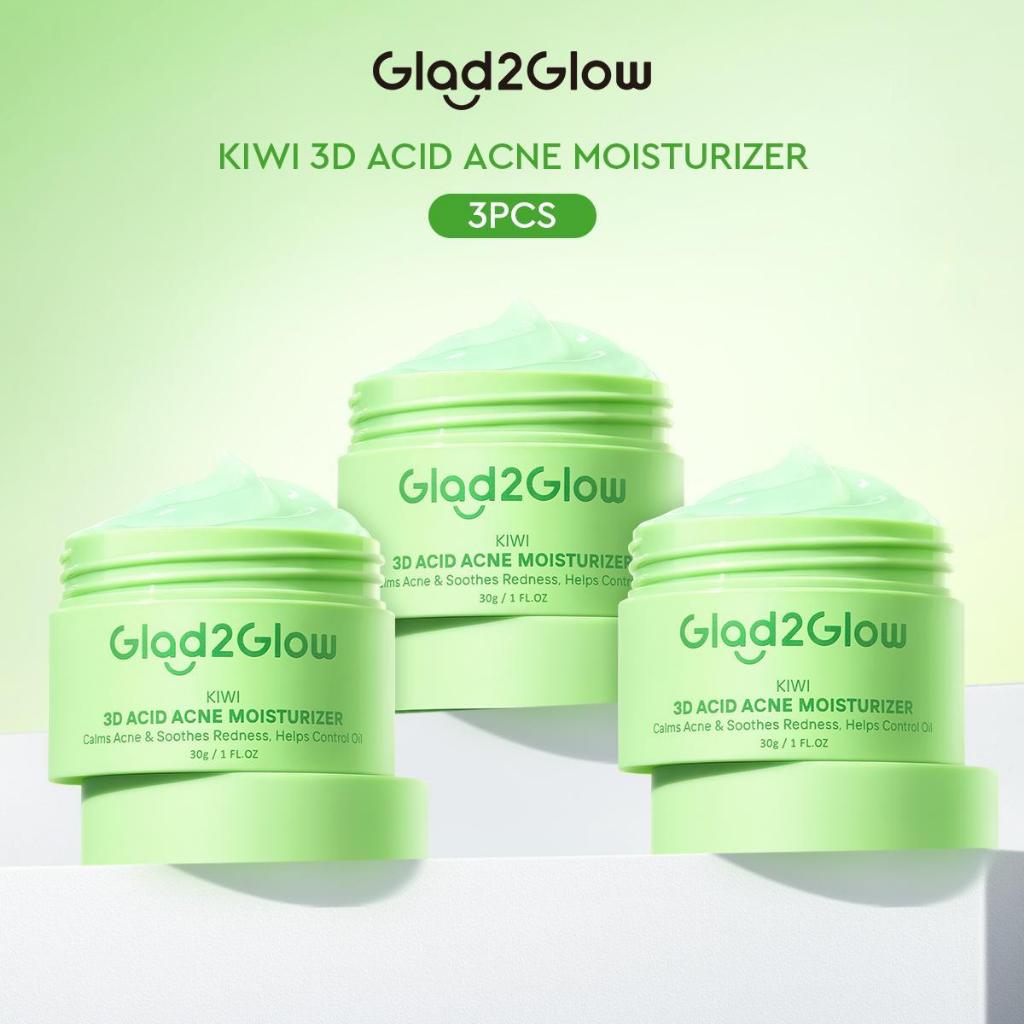 GLAD2GLOW Kiwi 3D Acid Acne Moisturizer Pelembab Wajah Jerawat Mencerahkan Pencerah Wajah&Penuaan Hilangkan Flek & Tenangkan Kulit Skincare Pelembab Esensi Wajah Perawatan Kulit Pelembab Wajah Pembersih day cream tone up g2g official store