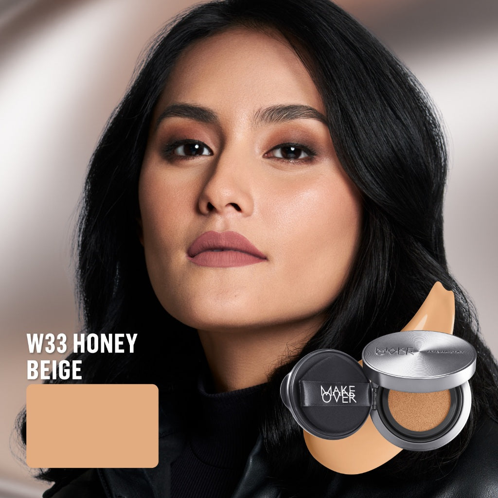 [SPECIAL 11.11] NEW! MAKE OVER Hydrastay Prismatic Glass Cushion - Glow Aqeela Sargio Cushion Plumpy Tahan Cuaca Panas Lembab Anti Crack Smudgeproof Tidak Cakey Tidak Crease High Coverage Tahan Banting Radiant Foundation Compact Makeup