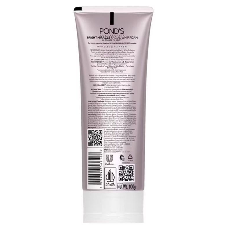 Ponds Bright Miracle Whip Collagen Pembersih Wajah & Pencerah Foam 100 g