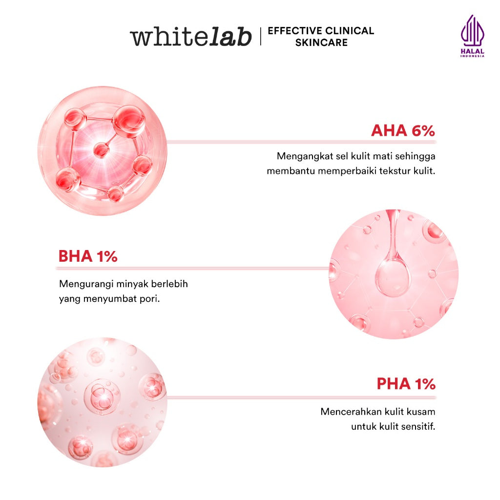 Whitelab Exfoliating Pads Peeling AHA BHA PHA - Pads Eksfoliasi Pengangkat Sel Kulit Mati Memperbaiki Tekstur Kulit & Komedo [BPOM]