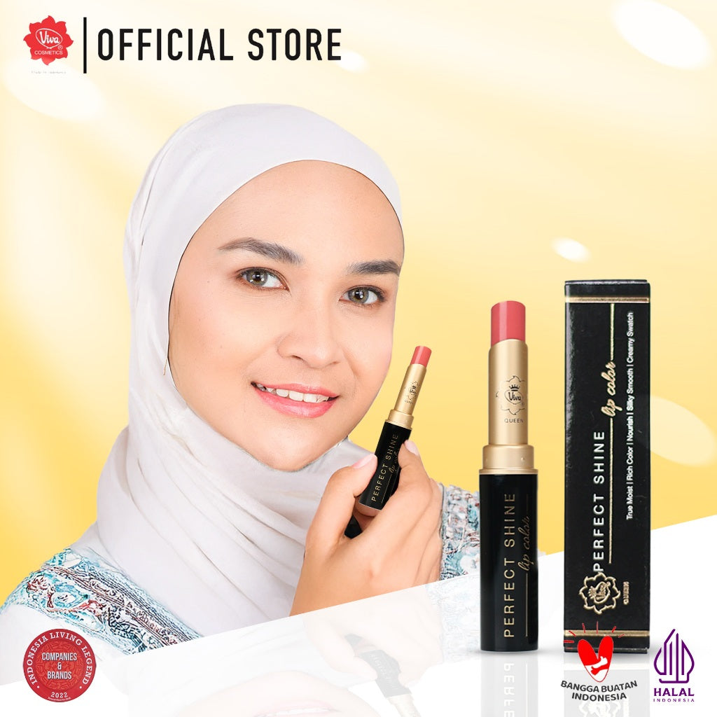 Viva Queen Perfect Shine Lip Color - RICH COLOR, CREAMY SWATCH, SILKY SMOOTH & NOURISH (with OMEGA 3 & Aloe Butter - tersedia 10 varian warna)
