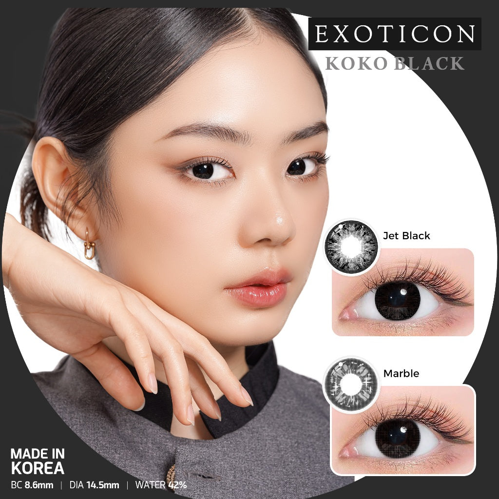 Exoticon Softlens Koko Black Series Jet Black | Marble | Soflens Hitam | Soflens Natural
