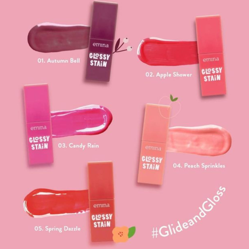 Emina Glossy Stain Lip Tint Bibir Glossy Finish Melembabkan
