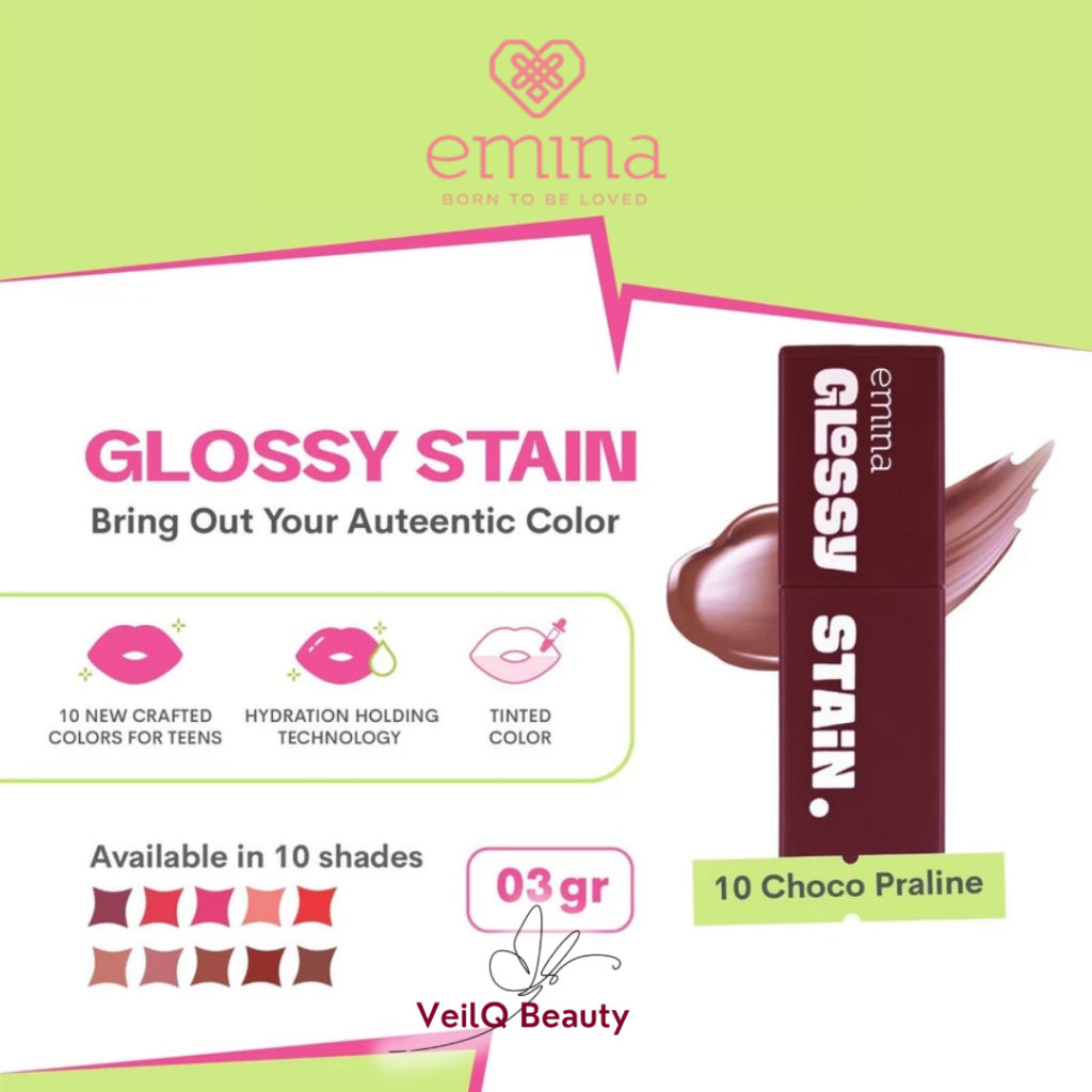 Emina Glossy Stain Lip Tint Bibir Glossy Finish Melembabkan
