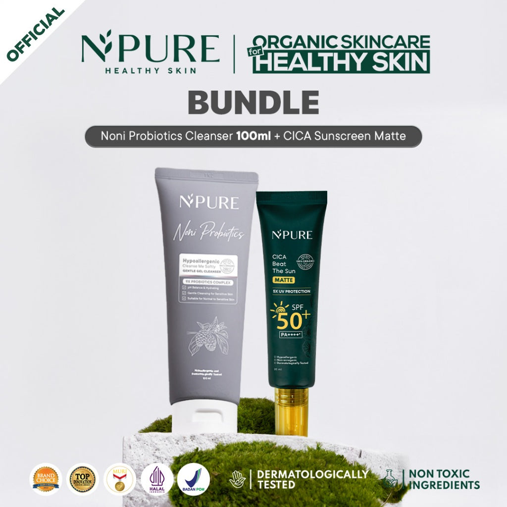 CLEANSER + SUNSCREEN - NPURE Cleanser Cica Marigold Noni Licorice + NPURE Cica Beat The Sun Matte / Cleanser Non-SLS / Sunscreen Wajah