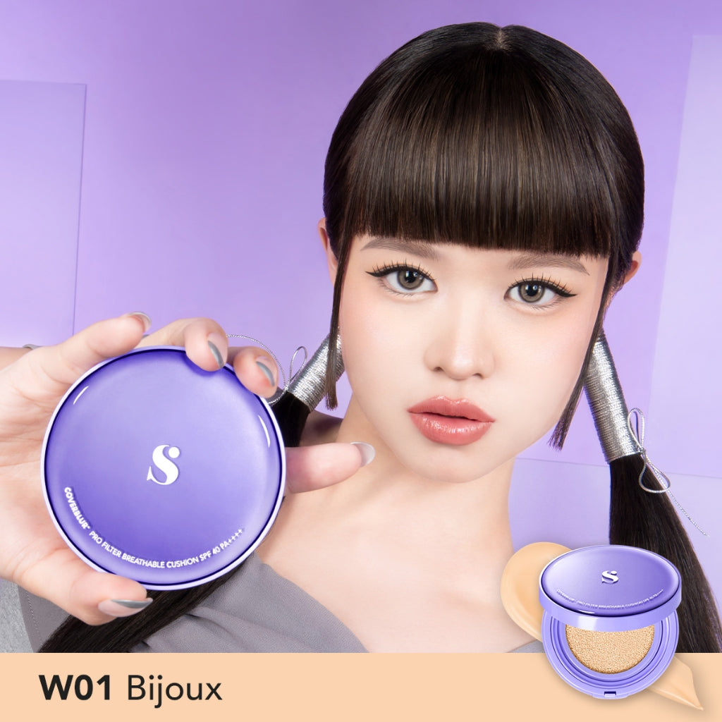 [BARU!] SOMETHINC COVERBLUR Pro Filter Breathable Cushion SPF 40 PA++++  - Seamless Cushion Dengan High Coverage | Smooth Satin Finish, Ringan Digunakan Di Wajah, Tahan Lama, Non comedogenic & Mengandung skincare