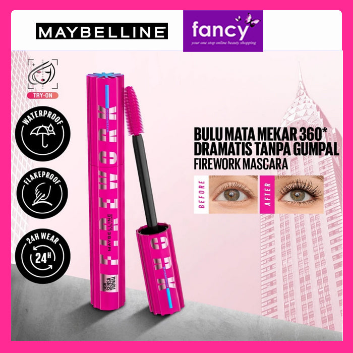 Maybelline FIREWORK Waterproof Liquid Mascara 6ml | Bulu Mata Mekar Tahan 24 Jam Dramatis Maskara Eye Make Up