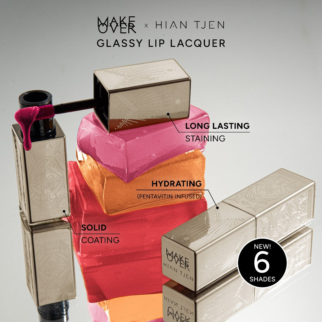 [SPECIAL 11.11] MAKE OVER Glassy Lip Lacquer X Hian Tjen - Lip Gloss LipTint Lipcream Lip Cream Lipstick Lipstik Make Up Pigmented BEST SELLER Long Lasting Somethin Time Less w Maybe Euphoria