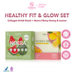 Noera Paket Healthy Fit & Glow Set | Fibery Honey & Lemon | Collagen Drink Regular | Minuman Tinggi Serat dan Vitamin