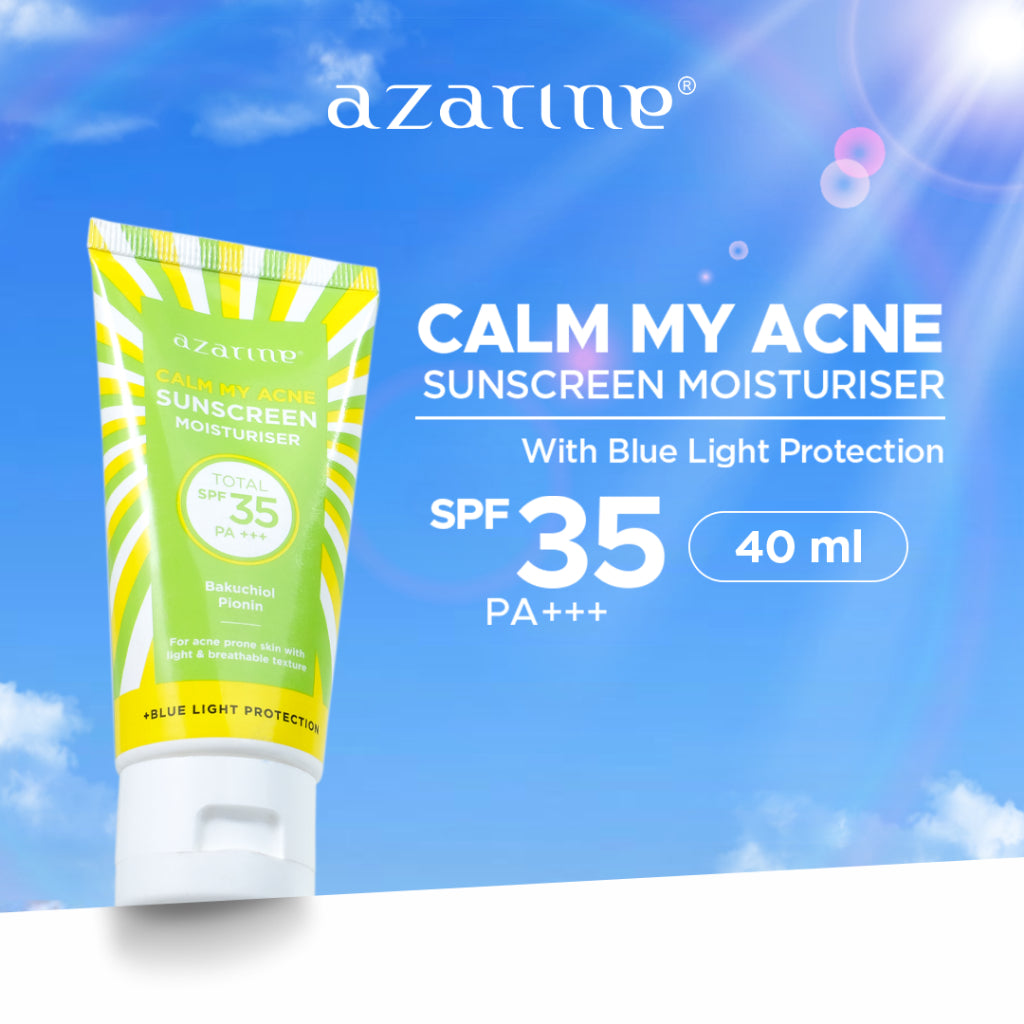 Azarine Calm My Acne Sunscreen Moisturiser SPF35 PA+++ [LOLOS UJI INVIVO INVITRO] Sunscreen Gel Untuk Kulit Berminyak Berjerawat Sensitif 40ml