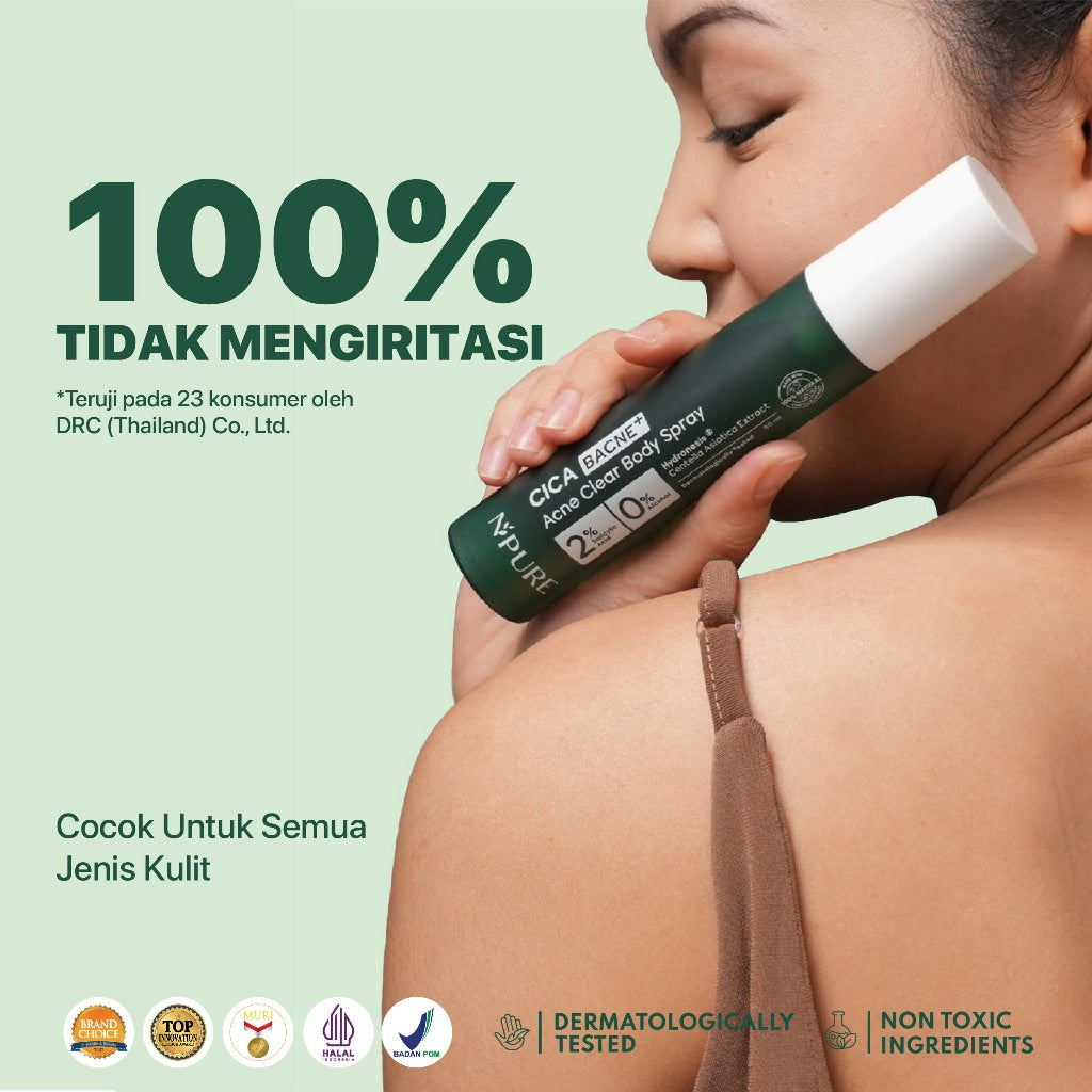 NPURE Bacne Spray /Jerawat Punggung & Badan / Chicken Skin / Keratosis Pilaris / Salicylic Acid 2% / Aman Kulit Sensitif