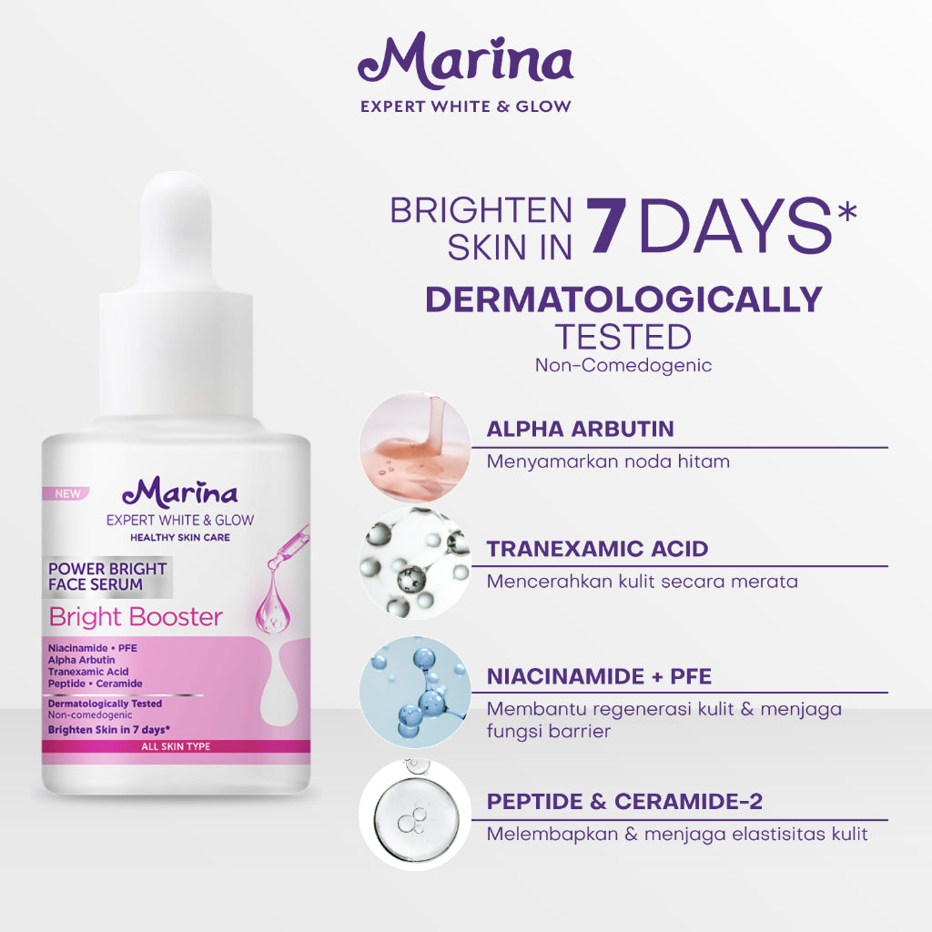 Marina Expert White & Glow Power Bright Face Serum – Bright Booster - Exp : 01.2027
