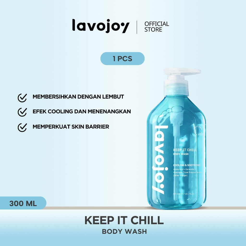 Lavojoy Keep It Chill Body Wash 300ml | Calm Down And Hydrate Skin | Sabun Mandi Cair | Sensasi Dingin | Menenangkan Kulit | Memperkuat Skin Barrier | Ceramide + Centella Asiatica + Mint Extracts