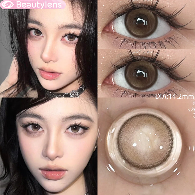 BEAUTYLENS Honeycomb milk tea normal/minus(0.00s/d-8.00) Softlens Lensa Kontak 14.2MM Free Gift
