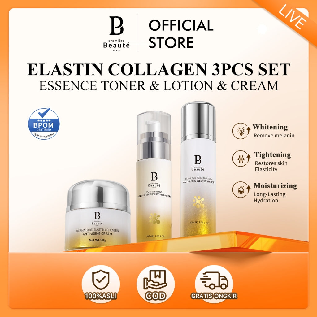 [Ready Stock] PREMIERE BEAUTE [COLLAGEN 3Pcs]  DERMA CARE ELASTIN COLLAGEN Set ANTI-AGING Repair Cream /Serum Whitening Remove melanin Tightening Moisturizing BPOM