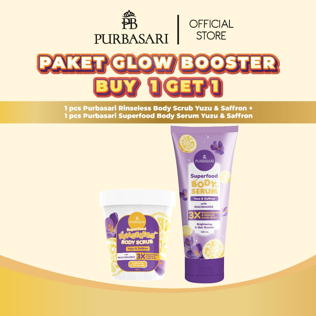 Glow Booster Package - Purbasari Superfood Body Serum 180ml / Purbasari Superfood + New Superfood Rinseless Body Scrub Tanpa Bilas 200gr