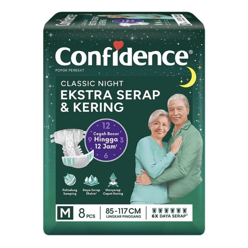 Confidence Classic Popok Perekat Dewasa Malam M8 L7 XL6 Pcs