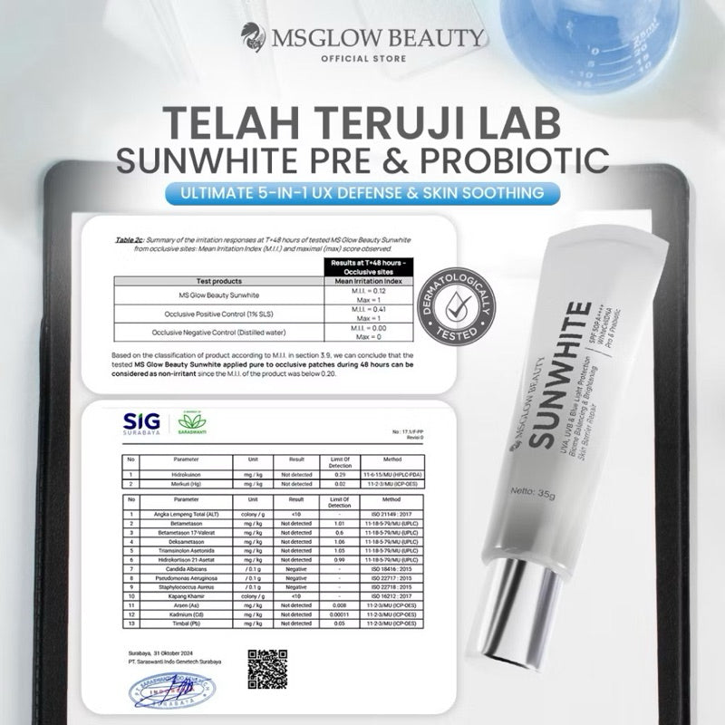 MS GLOW SUN WHITE PRE & PROBIOTIC SUN SCREEN SPF50