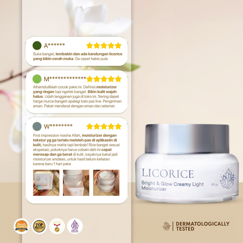 BRIGHT & GLOW MOISTURIZER - NPURE Licorice Bright & Glow Creamy light Moisturizer  / Creamy Light / Brightening Cream / 5X Bright Boost / Pelembap Wajah Cerah Glowing Semua Jenis Kulit