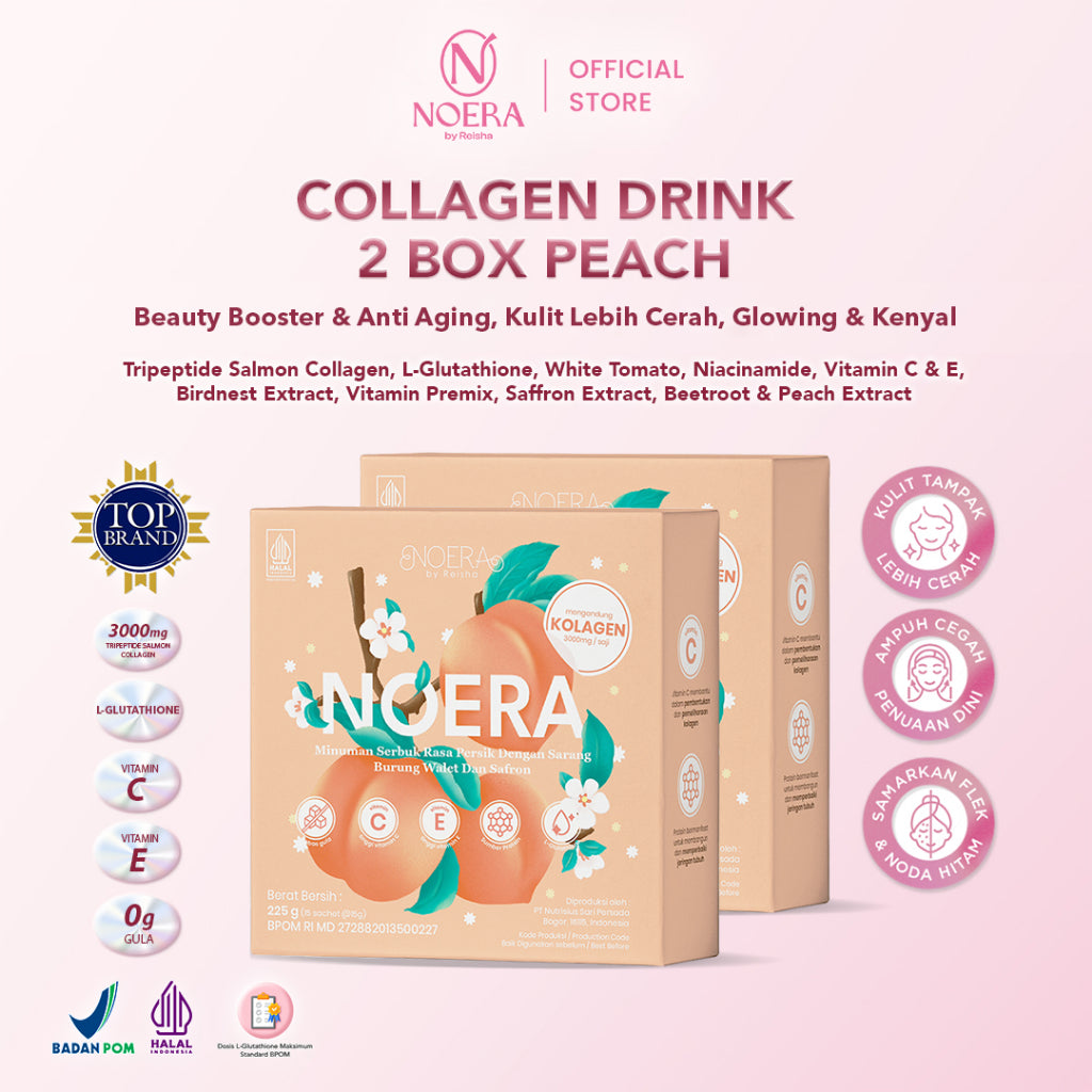 Noera Paket 2 Box Collagen Drink Bundle Improved Formula | Minuman Kolagen | Minuman Pencerah Kulit with L-Glutathione