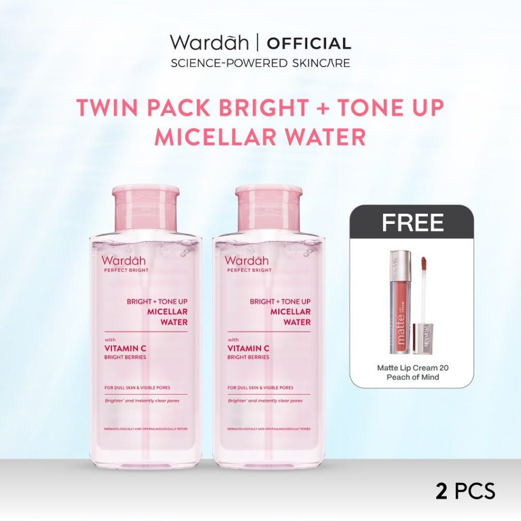 TWINPACK WARDAH Micellar Water 400 ml (Perfect Bright, Nature Daily, Lightening Oil, Acnederm) - Pembersih Make Up Waterproof - - Pembersih Wajah -  Skincare