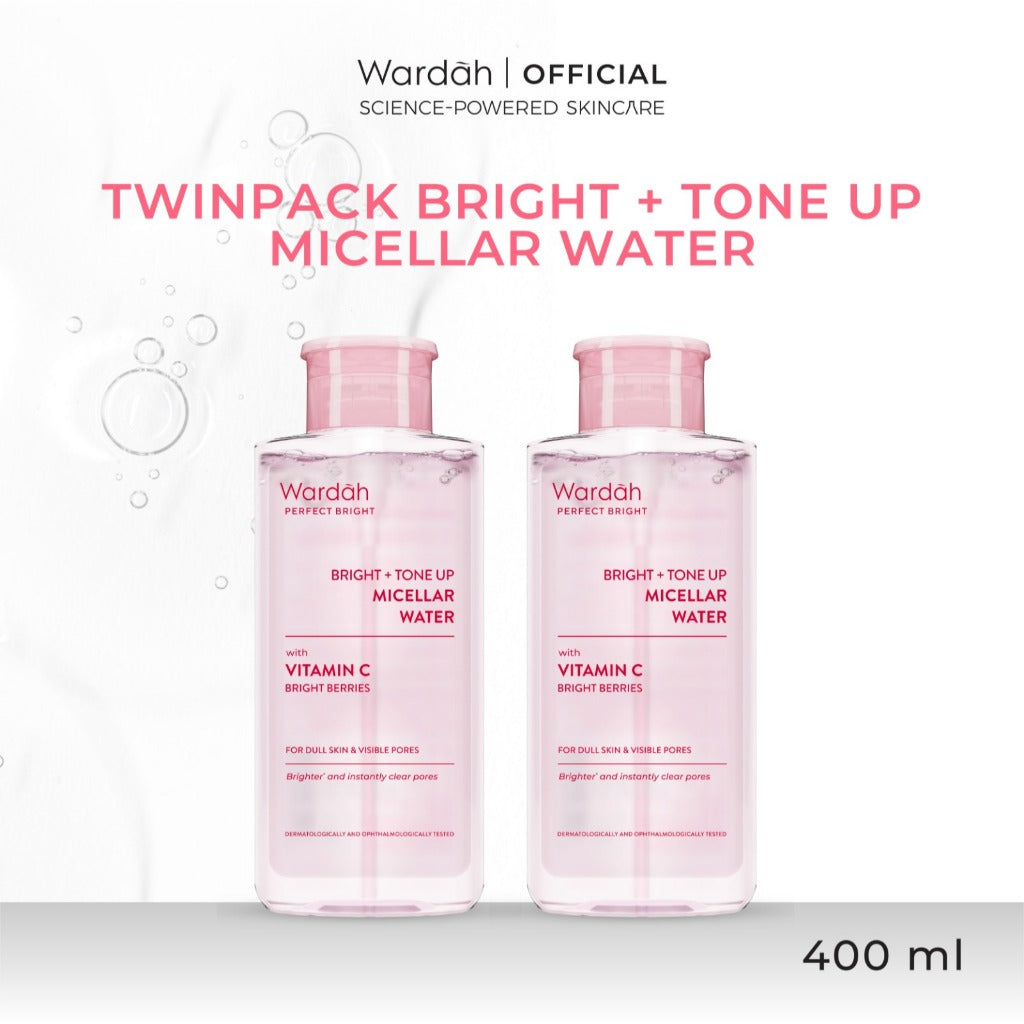 TWINPACK WARDAH Micellar Water 400 ml (Perfect Bright, Nature Daily, Lightening Oil, Acnederm) - Pembersih Make Up Waterproof - - Pembersih Wajah -  Skincare