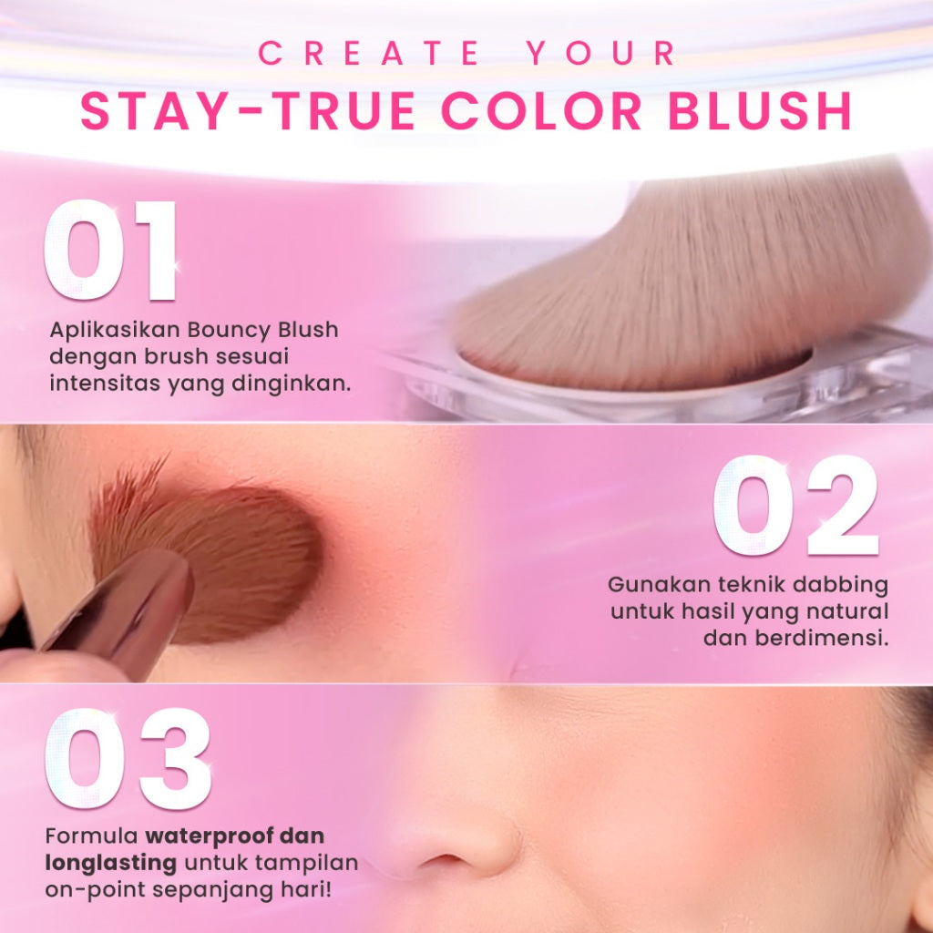 Hanasui Next Level Bouncy Blush - Super Bouncy Blush Long Lasting Blendable Easy To Use Powder Blush Bounce And Blush Kekinian